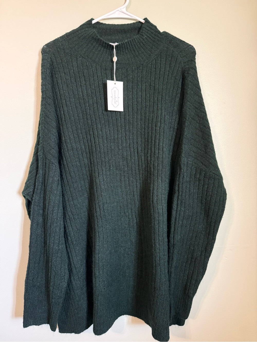 NWT Mud Pie Forest Green Ribbed Mock Neck